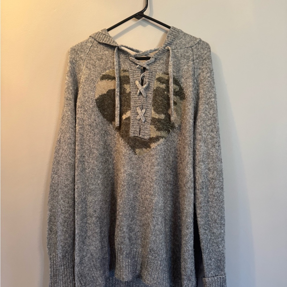 Torrid Gray Sweater with Camouflage Heart